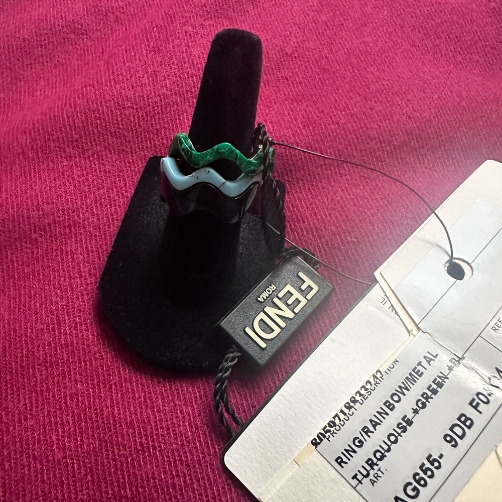 Fendi Wave Stack Rings in Black, Green, Turquoise - Picture 13 of 13